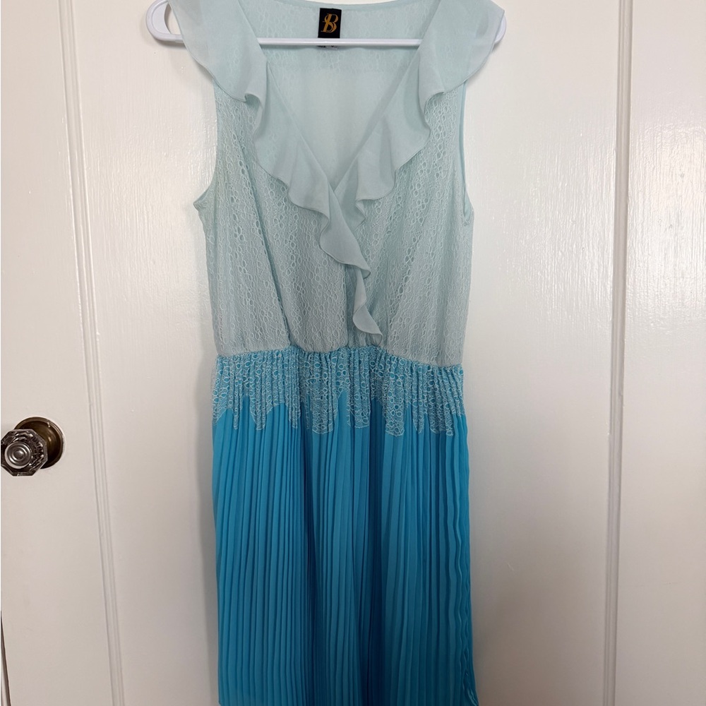 Sachin + Babi Light Blue and Teal ruffled tides dress